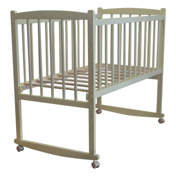 Детская кроватка МАССИВ Беби 1 (колесо-качалка) — слоновая кость