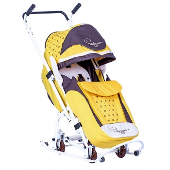 Санки-коляска RT СКОЛЬЗЯШКИ "Мозаика" — желтый-коричневый-светло-бежевый