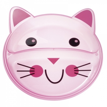 Тарелка с разделением Canpol Animals арт. 74/005, 9+ мес. — розовый/котенок