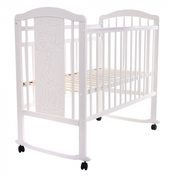 Детская кроватка Pituso Noli Жирафик (колесо-качалка) — Белый