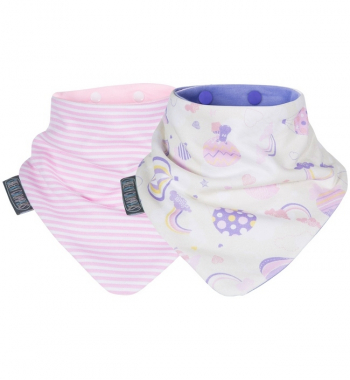 Комплект из 2-х нагрудников Cheeky Chompers — розовые полоски/радуга