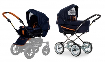 Коляска 2 в 1 Emmaljunga Edge Duo Combi Outdoor (шасси Classic Chrome) — Navy