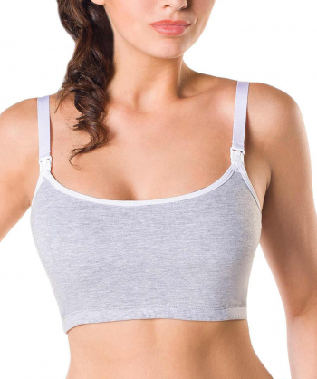 Майка укороченная для кормящих женщин ФЭСТ серый меланж (03905) — размер (158,164-100-106)