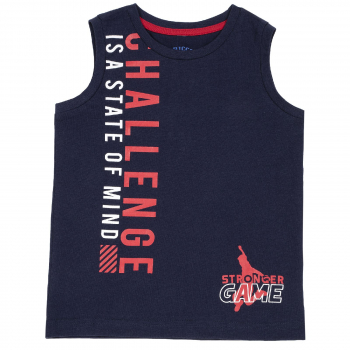 Майка Chicco для мальчика, надпись Challenge, цвет тёмно-синий — Темно-синий, р.128