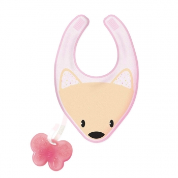 Нагрудник с прорезывателем Chicco Fresh 3-в-1 4 мес+ — розовый