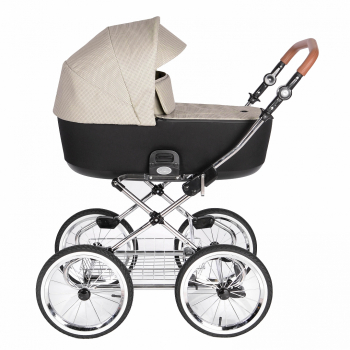 Коляска для новорожденных Roan Bass Next Classic, d14 — Sand Shade/Chrome/руч.Коричневый