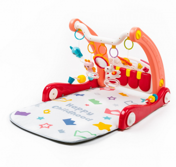 Каталка-ходунки Amarobaby Play Way 2 в 1 с развивающим ковриком и встроенной игровой панелью — Красный