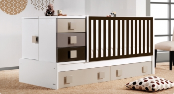 Детская кроватка-трансформер Trama Branco Mate/Degrad_ Terra серия Combi Prime — 1