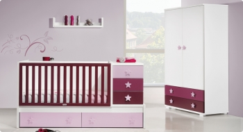 Детская кроватка-трансформер Trama Branco Mate/Degrad_ Fucsia серия Combi Prime — 1