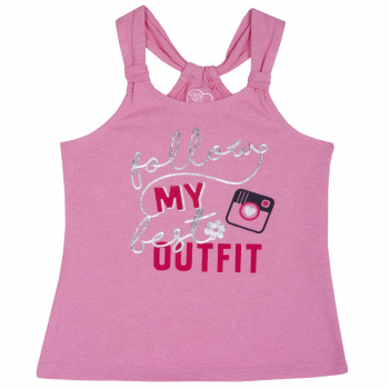 Майка Chicco надпись My Outfit, для девочки, цвет розовый — Розовый, р.104