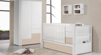 Детская кроватка-трансформер Trama Branco Brilho/Terra Brilho серия Combi Arc — 1