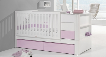 Детская кроватка-трансформер Trama Branco Brilho/Malva Brilho серия Combi Arc — 1