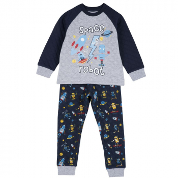 Пижама Chicco, принт space robot, цвет серый