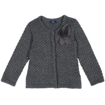 Кардиган Chicco с цветком, цвет тёмно-серый — Темно-серый, р.128