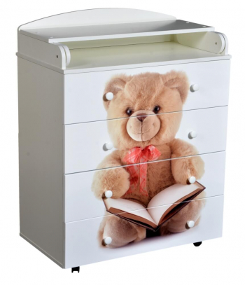 Пеленальный комод КЕДР Victoria 804 МДФ Teddy — Белый