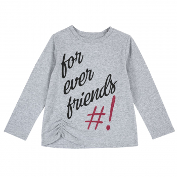 Лонгслив Chicco принт For ever friends, для девочек, цвет серый — Серый, р.98