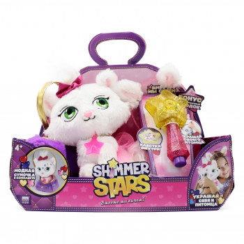 Мягкая игрушка Shimmer Stars Плюшевый Котенок Джелли Бин 20см  с сумочкой