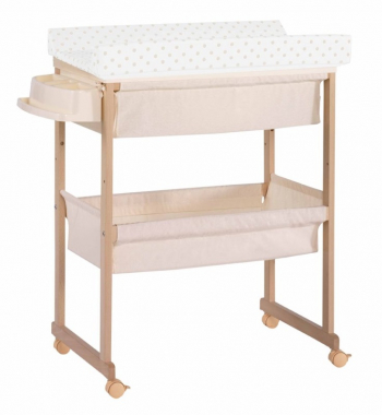 Пеленальный комод с ванночкой Micuna B-1158 plus — Natural, цвет матрасика: Beige Dots