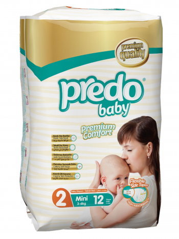 Подгузники Predo Baby Стандартная пачка (12 шт.) № 2 (3-6 кг) мини