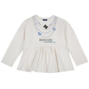 Лонгслив Chicco принт Bonjour, для девочек, цвет белый