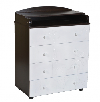 Пеленальный комод Антел Ульяна (9) Жираф 800/4 МДФ — Венге/Белый