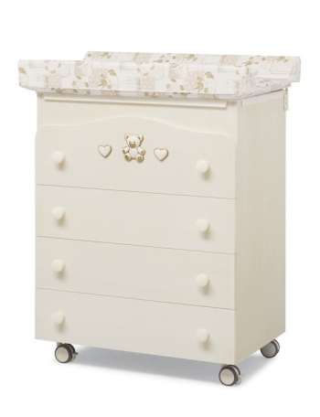 Пеленальный комод с ванночкой Erbesi Royal — White (белый)