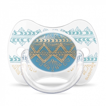 Пустышка Suavinex "Haute Couture NEW" от 4-18мес с силиконовой физиологической соской — голубой