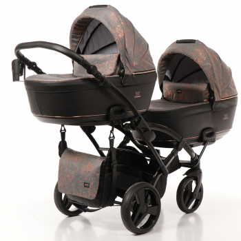 Коляска для двойни 2 в 1 TAKO CORONA DUO slim — TC-01 DUO slim черный/узор медь