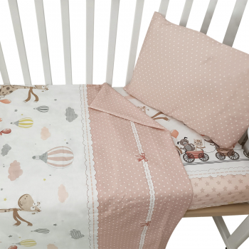 КПБ ALIS 3 предмета "Жирафик", бязь — розовый