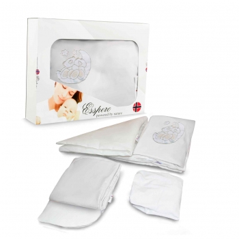 Дополнительный комплект постельного белья в коляску Esspero Lui 2 предмета — Мишки на луне Белый