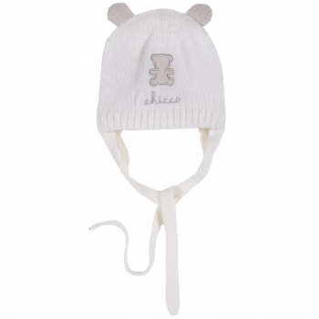 Шапка на завязках Chicco для мальчиков и девочек, с ушками, цвет белый