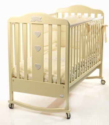 Детская кроватка-качалка детская Bambolina Bebe 125х65 — слоновая кость