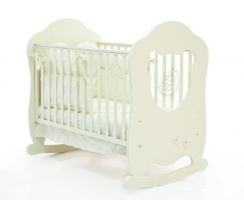 Детская кроватка-качалка Bambolina Bear 120х60 — слоновая кость