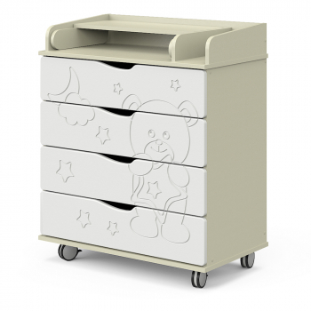 Пеленальный комод Pituso Мишутка Орион 804 ПВХ — Слоновая кость/Белый