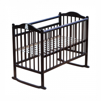 Детская кроватка Мой Малыш "Barney 4"  (колесо-качалка) массив березы — темный