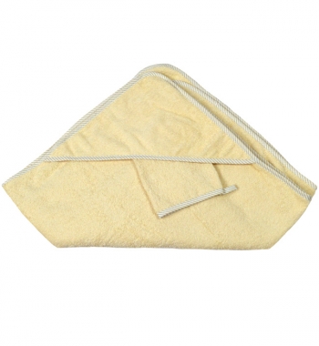 Махровое полотенце с капюшоном Italbaby (100*100 см), мочалка — крем
