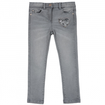 Джинсы Chicco, принт Сердце, для девочек, цвет серый