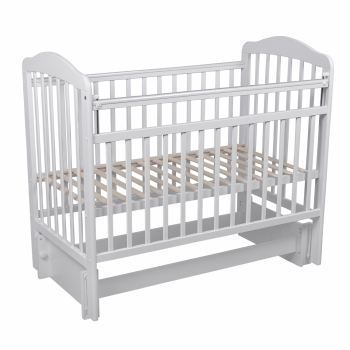 Детская кроватка Мой Малыш "Barney 9"  (колесо-качалка) массив березы — белый