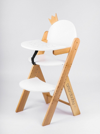 Растущий стул Amarobaby ECO — CROWN, белый, деревянный, массив бука/клееный шпон
