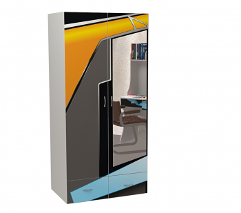 Шкаф 2х дверный ABC-KING PILOT — c зеркалом, серый каркас