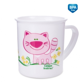 Чашка пластиковая Canpol арт. 4/413, 12+ мес., 170 мл — котенок