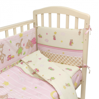 КПБ ALIS 3 предмета "Зверята с игрушками", бязь — розовый