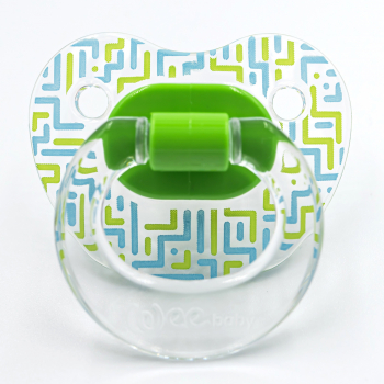 Ортодонтическая соска-пустышка WeeBaby прозрачная, с рисунком, с рождения — зеленый