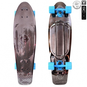 Скейтборд Y-SCOO Big Fishskateboard metallic 27" — BLACK BRONZAT/blue