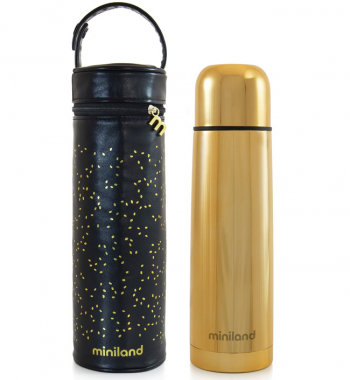 Детский термос для жидкостей с термосумкой Miniland Delux Thermos 500 мл — золотой