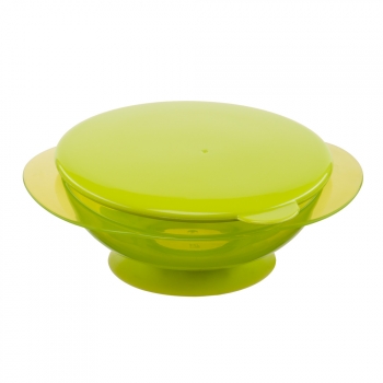 Тарелка на присоске с крышкой Happy Baby — Lime
