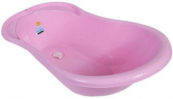 Ванночка детская Littel Angel "Ангел" со сливом и термометром 84 см — розовая