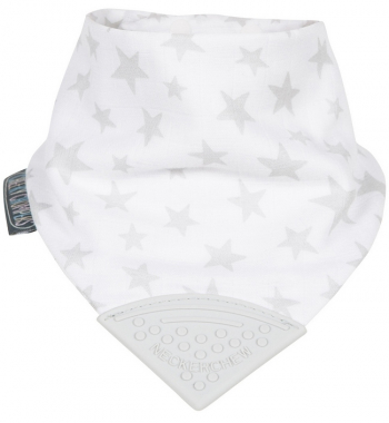 Муслиновый нагрудник с грызунчиком Cheeky Chompers — серые звезды