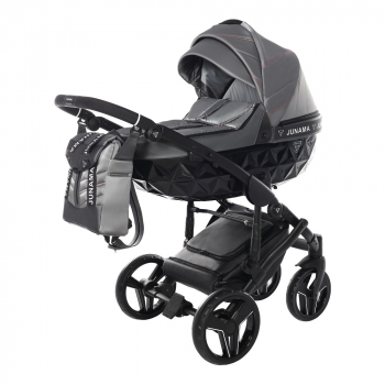 Коляска 2 в 1 Junama Clermont — JCL-04 ткань серая/короб черный/рама черная