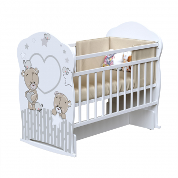 Детская кроватка ВДК "Forever friеnds"(колесо-качалка с маятником) ЛДСП — Белый